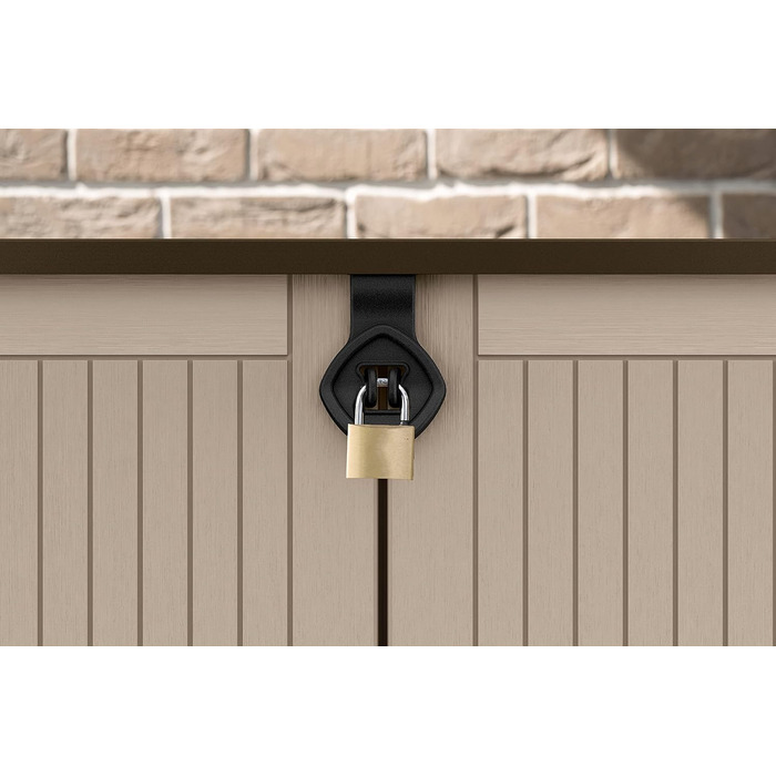 Мультифункціональний ящик для сміття Keter Store-it-Out Midi 845 л, 130x74x110 см, поліпропілен, сірий/чорний, захист від УФ, водонепроникний, з можливістю замикання