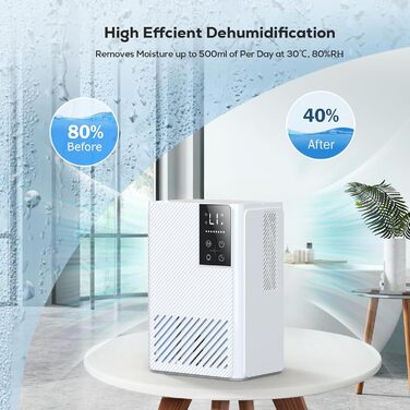 Електричний осушувач повітря 2500 мл з автовимкненням та розморожуванням, 7 кольорів підсвічування, тихий осушувач для дому, портативний, білий