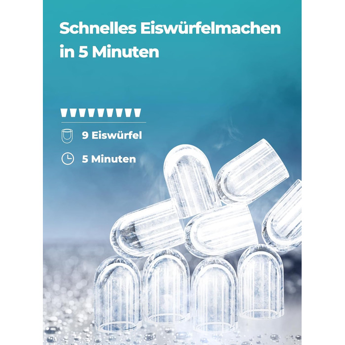 Льодогенератор Fohere портативний самоочисний 14 кг/24год, 2 розміри льоду, блакитний для дому, бару, офісу, кемпінгу зі шкребком та кошиком
