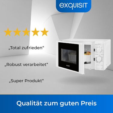 Мікрохвильова піч Exquisit MW 802 Потужність 700 Вт Варильний простір об'ємом 20 л Компактна мікрохвильова піч Інтер'єр з нержавіючої сталі Таймер білий Мікрохвильова піч білий