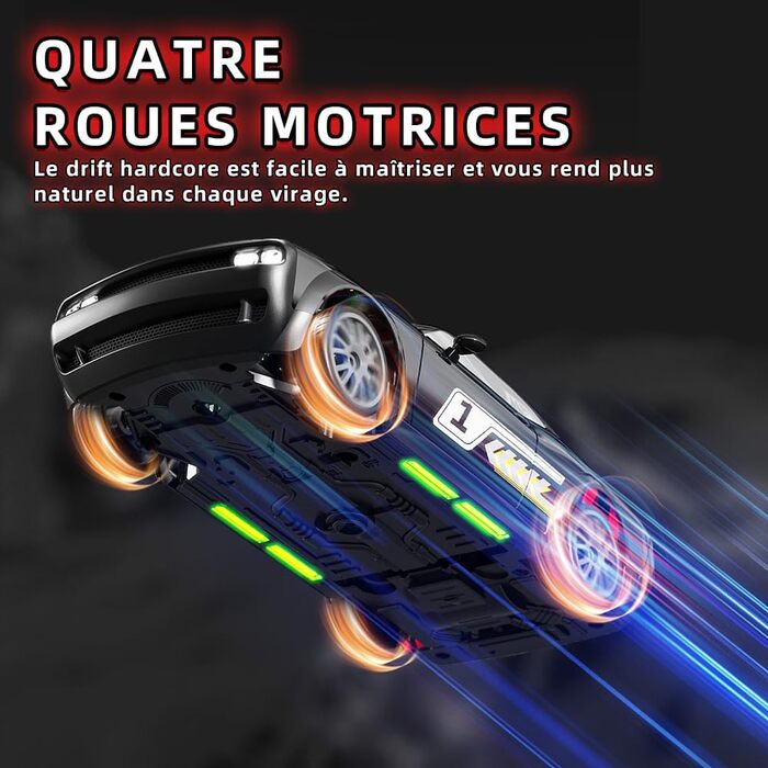 RC Дрифт-кар 1:20 для дітей, 2.4Ghz, LED, 15км/год, 4WD, червоний (2 батареї)