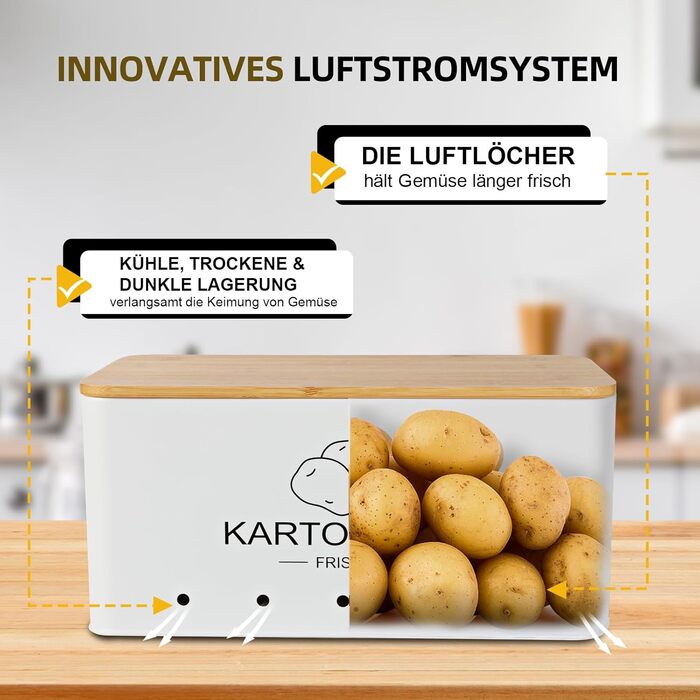 Набір контейнерів для зберігання картоплі, цибулі та часнику - 3 шт. (Бежевий, прямокутний)