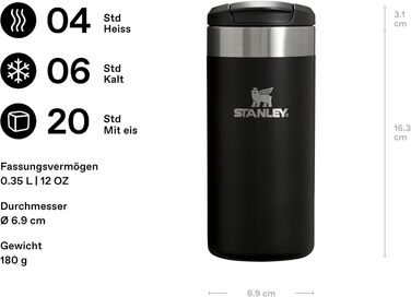 Термокружка Stanley Aerolight Transit - 350 мл, чорна - Зберегає тепло до 6 годин, миється в посудомийній машині, для кави з собою