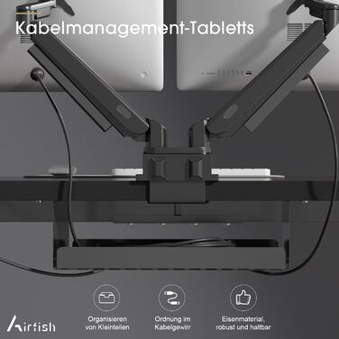 Регульований стіл Airfish з бездротовою зарядкою та USB-роз'ємом 160 x 80 см. Електричний стіл для комп'ютера з пам'яттю на 3 функції та функцією нагадування про відпочинок. Білий (140 x 70 см, Чорний)