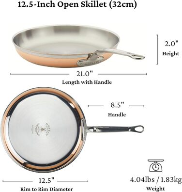 Сковорода Hestan CopperBond 21.6 см (8.5 дюйма) з чистої міді, сумісна з індукцією