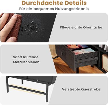 Підставка для програвача COSTWAY з місцем для зберігання вінілу, з відкритими полицями, тримачами для платівок та ящиком, дерев'яний тумбочка для музичної кімнати та вітальні, 70 x 36 x 80 см (білий/чорний)