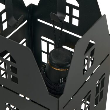 Металева підставка для парасольок Baroni Home Modern Design з квадратним дахом, 2 мотики, 4 фути, стійкий до подряпин і знімний контейнер для дощу 15,5 x 15 x 49 см, чорний