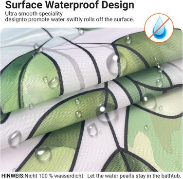 Штора для душу Lerores 240x200 см Зелена, Проти цвілі, Водовідштовхувальна, в т.ч. 16 люверсів і кілець (В упаковці 15 шт. )