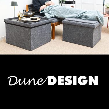 Диванний стілець DuneDesign 3-в-1 з місцем для зберігання та підносом - Фетровий бічний стілець сірий