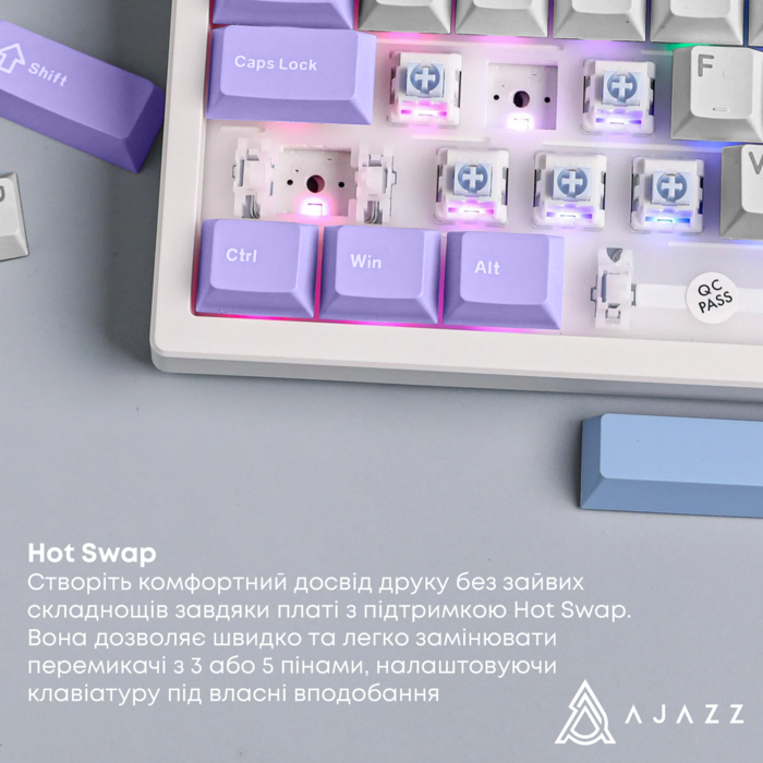 Бездротова механічна клавіатура Ajazz AK980 V2 Gift Switch V2 Purple White Blue (AK980-V2-G-PWB)