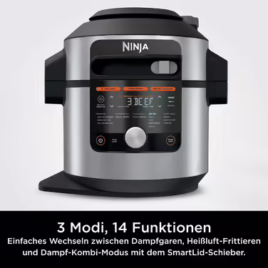 Мультиварка Ninja Foodi MAX 7,5 л 14-в-1 з розумною кришкою, скороварка, аерофритюрниця, повільноварка, термощуп, нержавіюча сталь, OL750EU