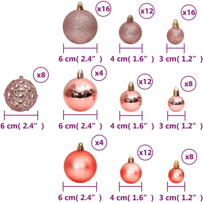 Набір різдвяних куль 100 шт. Декор (рожевий і рожевий)