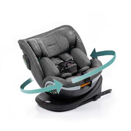 Дитяче автокрісло Xperta Baby Car Seat 360 з поворотом - Група дитячих автокрісел 0/1/2/3 (0-36 кг/0-12 років) 360 Swivel, ISOFIX, Автокрісло з безпекою i-Size і Top Tether, Сірий Сірий доббі