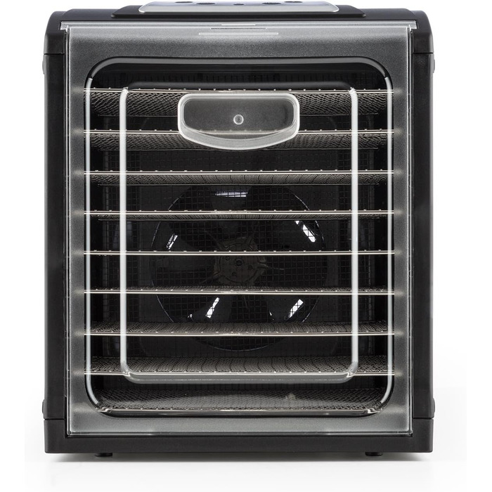 Сушарка для продуктів Klarstein Dörrautomat: 9 ярусів, 700 Вт, з нержавіючої сталі, сенсорне управління, чорний колір