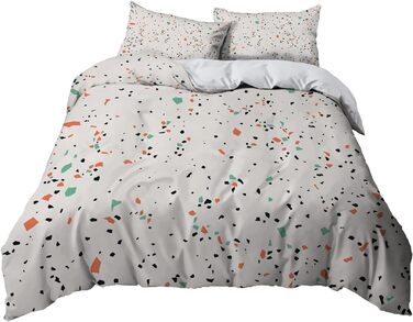 Сіра постільна білизна 180x200 см Геометричний дизайн, двостороння постільна білизна з м'якої мікрофібри, гіпоалергенна, 3 частини (1 простінь, 2 наволочки 80x80 см), сучасний дизайн