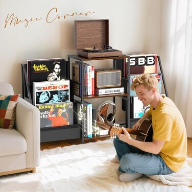 Стіл для програвача вінілу з полицею для зберігання платівок (до 300 альбомів)