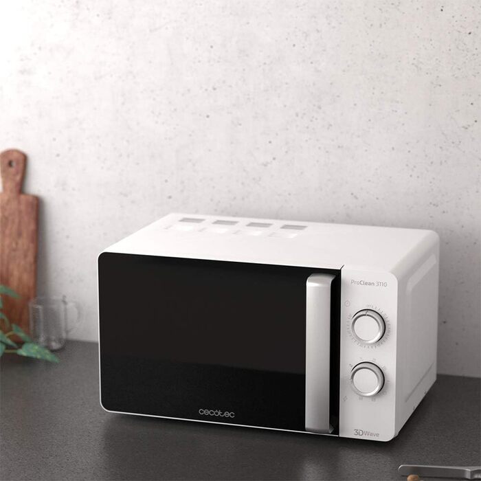 Мікрохвильова піч ProClean 3010, 20 літрів, покриття Ready2Clean, 700 Вт, 6 функцій, таймер 30 хв, режим розморожування, білий колір (20L, гриль, Proclean)