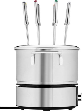 Електричний набір для фондю WMF Lono на 8 осіб: регулювання температури, індукційний горщик 1.2л, з нержавіючої сталі, з тримачем для виделок