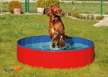 Басейн для собак Карлі діаметр 80 см синьо-червоний (Висота 30 см)