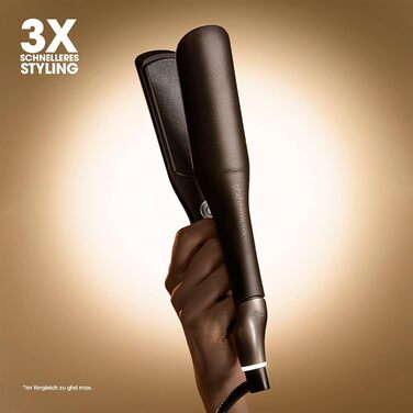 Випрямляч для волосся ghd Chronos Max з широкими пластинами, чорний колір - швидке укладання, блиск, менше пуху, 24 години фіксації, без пошкодження волосся, ідеально для густого та кучерявого волосся