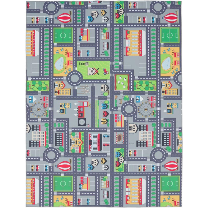 Домашній ігровий килим TT, килим для дитячої кімнати, дитячий дорожній килим, дизайн автомобіля, сірий, Розмір (діаметр 200 см круглий)