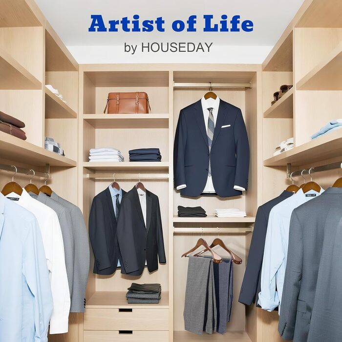 Дерев'яні вішалки для одягу HOUSE DAY, 6 шт., ширина 45 см, горіх, з неслизькими поверхнями, для сорочок, костюмів та штанів