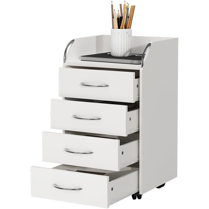 Роликовий контейнер Vicco Gwendolyn, білий, 40 x 36 см, з 4 висувними ящиками