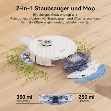 Робот-пилосос Tesvor S8 Pro з функцією миття - 8000Pa, LiDAR-навігація, 240 хв роботи, керування через додаток/Alexa, для тварин, килимів, твердих підлог