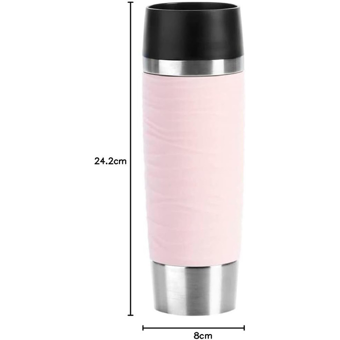 Термокружка EMSA Wave Design N2011900, 0,5 л, рожева, з клапаном, 6 годин гаряча/12 годин холодна