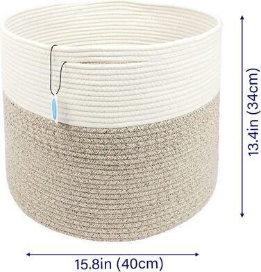 Кошик для дому Casaphoria з бавовняного шнура, XXL, кремово-коричневий (55,9 x 55,9 x 35,6 см)