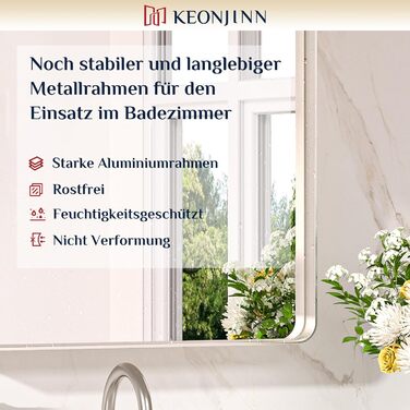 Дзеркало на стіну Keonjinn Wand Spiegel 40x50 см з металевим каркасом, прямокутне. Підходить для ванної кімнати, вітальні, спальні, коридору.