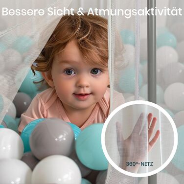 Дитячий манеж Tutti Bambini Laufstall - портативний, з сіткою 360°, швидко складається, з кишенькою та матом, 135x135x75 см (сріблястий)