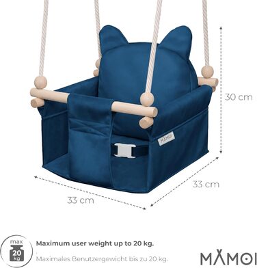 Дитяча гойдалка-колиска MAMOI з ременем безпеки, регульована висота 150-190 см, блакитна. Гойдалка для дому, міцна конструкція, м'яке сидіння, легкий монтаж