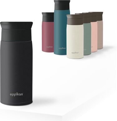 Термокружка EPPICAN EppiToGo з нержавіючої сталі, 350 мл, чорний матовий - для кави з собою, витривала, з герметичним клапаном