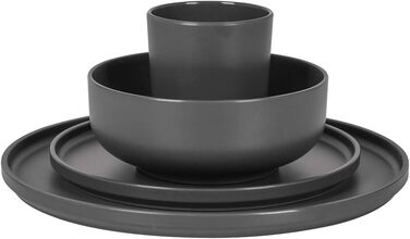 Набір посуду для кемпінгу Bo-Camp Melamin 16 предметів: тарілки, чашки, посуд для подорожей, колір антрацит