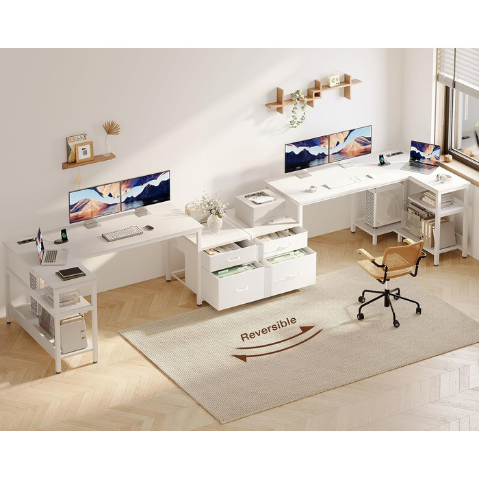 Комп'ютерний стіл кутовий Coleshome з ящиками, білий, 160x80 см