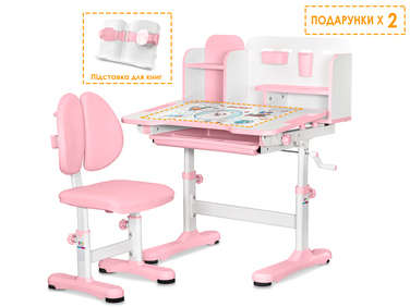Комплект меблів (стіл + стілець + полиця) Mealux BD-28 Panda Pink (арт. BD-28 PN)