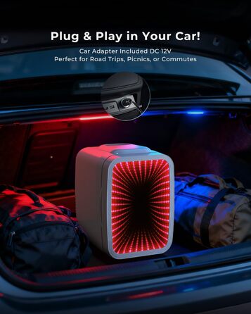 Міні-холодильник BEICHEN 4Л з RGB-підсвіткою, 2в1 (охолодження та підігрів) для напоїв, косметики та геймінгу, 220В/12В, білий