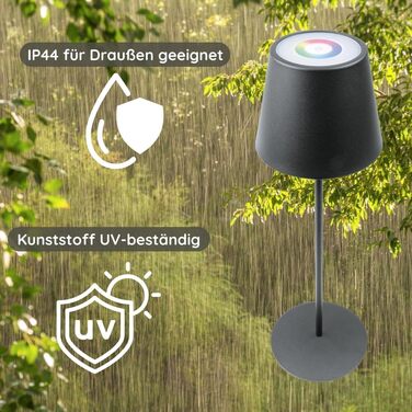 Торшер SCHWAIGER OTL200 - LED лампа, нічник, торшер для саду/інтер'єру, RGB, сенсорне управління, акумулятор, диммування, тепле світло, IP44, антрацит, пластик