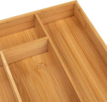 Ящик для столових приладів Blumtal висувний ящик з бамбука з 5 відділеннями, стандартний фіксований, 27 х 40 см (ІКЕА Максимера Великий, 4 Відділення-27 х 49 см)