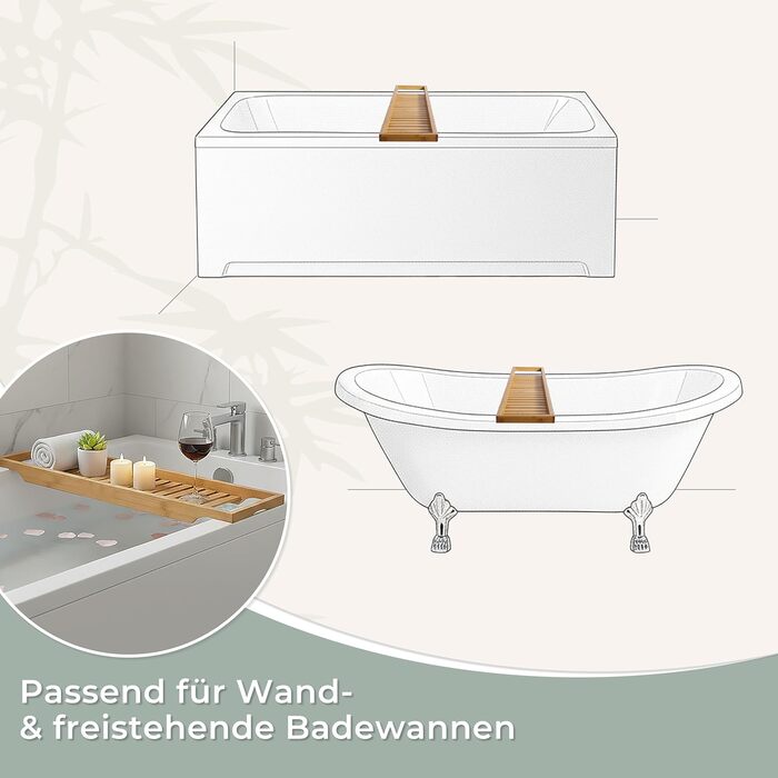 Поличка для ванни Torrex® 30540 з бамбука, різні розміри, 74 x 15 x 3,5 см