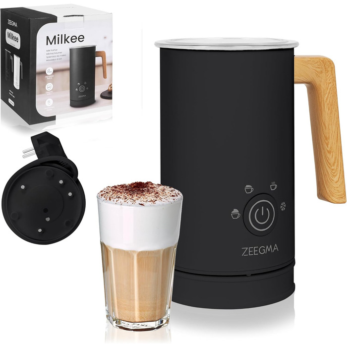 Електричний спінювач молока ZEEGMA MILKEE, 500 Вт, 650 мл, для капучино, лате, какао, антипригарне покриття, сенсорне керування (Чорний)