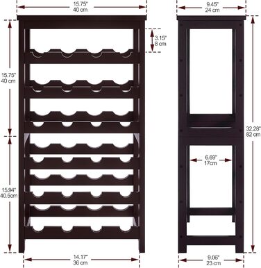 Стеллаж для вина на 24 пляшки з бамбука, 6-ярусний, з полицями та столом (колір: коричневий)