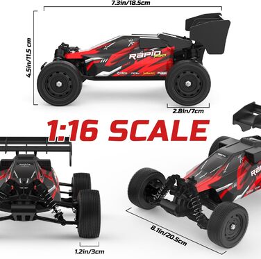 Радіокерований позашляховик DEERC 9205E 1:10 48 км/год 4WD Monstertruck з 2 акумуляторами, 2.4GHz, для дітей та дорослих