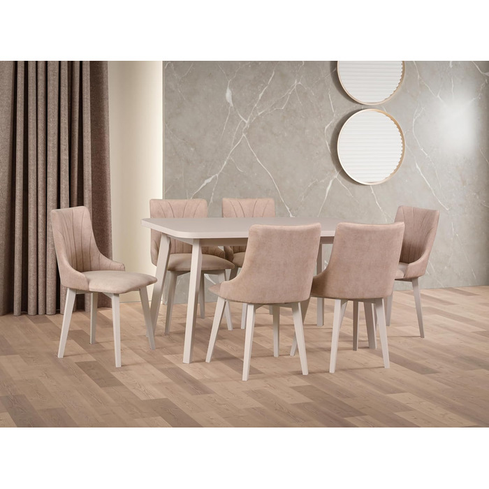 Розсувний обідній стіл LeafDesign овальної форми - кухонний стіл з дерев'яними ніжками в стилі модерн, для 6-8 осіб, 80x140-180 см