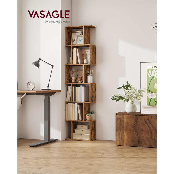 Стелаж VASAGLE з 6 полицями, 24 x 70 x 191,6 см, білий, для вітальні, спальні, офісу, стильний, вінтажний, для дому