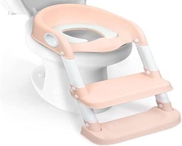 Дитяче сидіння на унітаз Mobiclinic® Lala з драбинкою, рожево-біле, для дітей 1-8 років, європейська якість