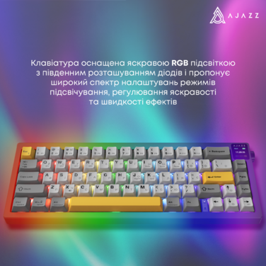 Бездротова механічна клавіатура Ajazz AK650 Flying Fish Switch - Black (AK650-FF-BGY)