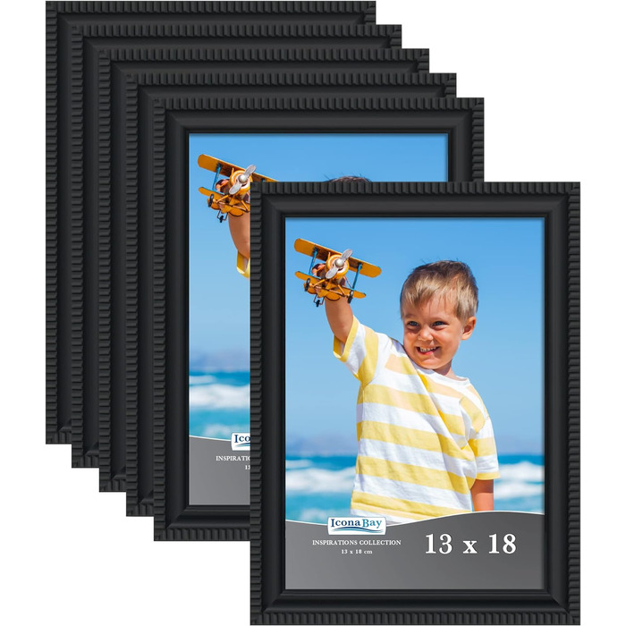 Рамка для фото Icona Bay 10x15 см (6 шт.), декоративні молдинги, сучасний набір, стіна/стіл, колекція Inspirations (13x18, чорний)