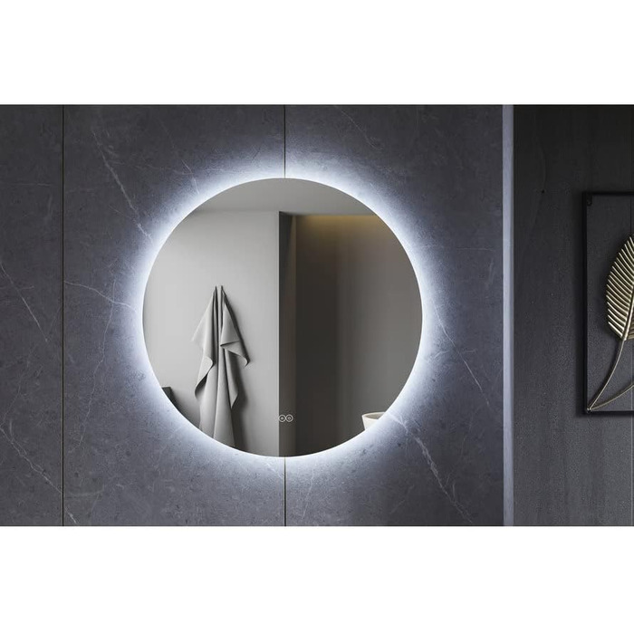 Дзеркало для ванної кімнати SensaHome кругле з LED-підсвічуванням, регульованою яскравістю, 70 см (80x80 см)